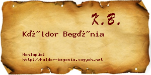 Káldor Begónia névjegykártya